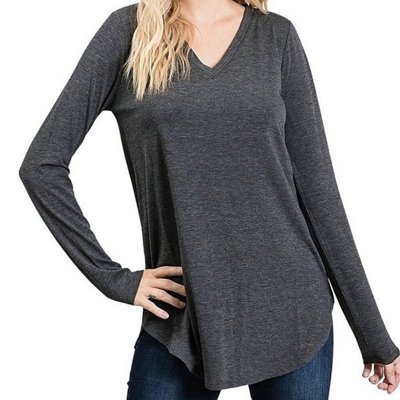 Long Sleeve V Neck Gray Size Medium . - Picture 1 of 5